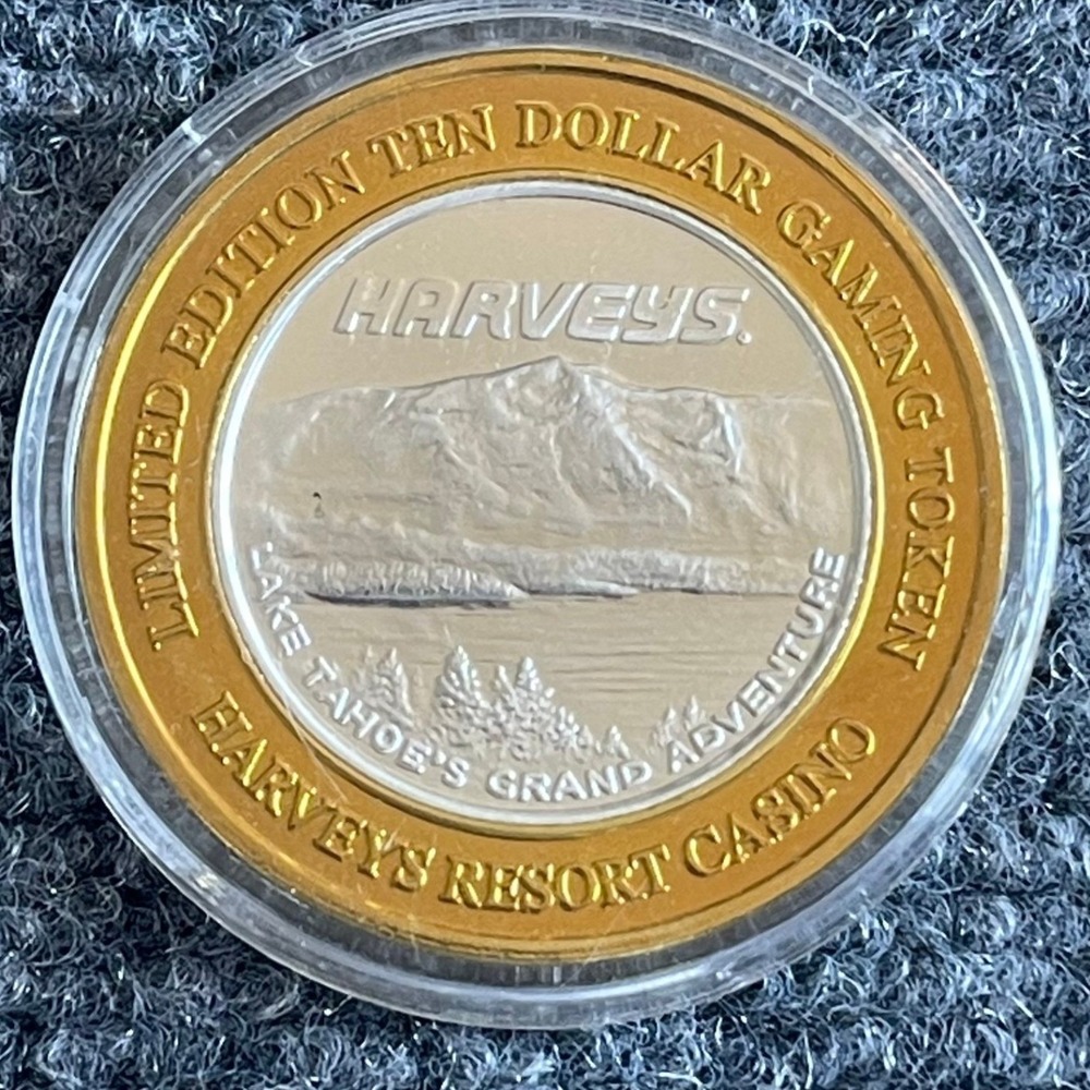 Harveys Lake Tahoe 2000 Limited Edition $10 Gaming Token .999 Fine Silver G Mint
